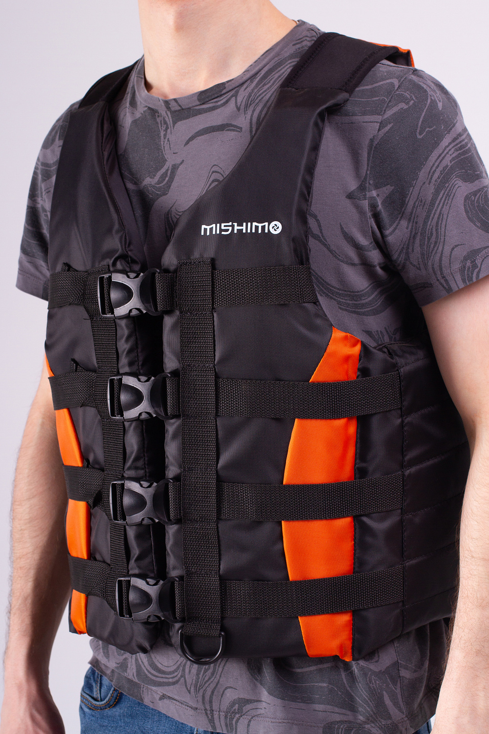 Жилет спасательный MISHIMO PRO Премиум качества Черно-оранжевый в Хасавюрте